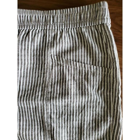 NWOT Womens Size M Old Navy High-Waisted Linen-Blend GRAY STRIPE Shorts 3.5in - Picture 4 of 4
